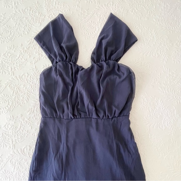 NWT Lulus Enduring Love Navy Blue Off-the-Shoulder Maxi Dress Large - Picture 3 of 8